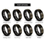 font options for inside engraving on gunmetal & black saw blade rings