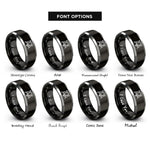 font options for inside engraving on black & silver sawhorses rings
