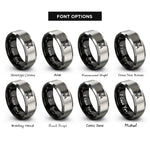 font options for inside engraving on black & silver sawhorses rings
