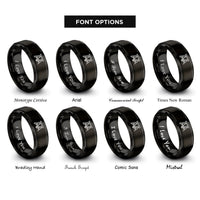 font options for inside engraving on black sawhorses rings