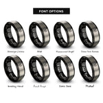 font options for inside engraving on black & silver sax notes rings