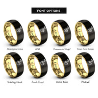 font options for inside engraving on black & gold saxophone rings