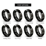 font options for inside engraving on black & grey saxophone rings