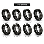 font options for inside engraving on black & grey saxophone rings