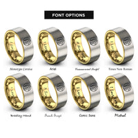 font options for inside engraving on gold & gray saxophone keys rings