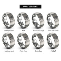 font options for inside engraving on grey saxophone keys rings