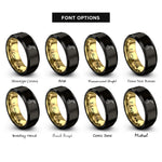 font options for inside engraving on black & gold saxophone neck mouthpiece rings