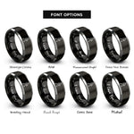 font options for inside engraving on black & silver saxophone player marching rings