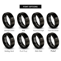 font options for inside engraving on black saxophone player marching rings