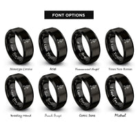 font options for inside engraving on black saxophone player marching rings