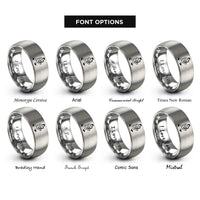 font options for inside engraving on silver saxophone player marching rings