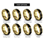 font options for inside engraving on black & gold saxophones clef rings