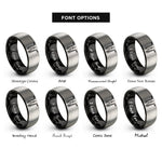 font options for inside engraving on black & silver saxophones clef rings