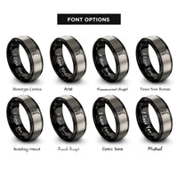 font options for inside engraving on black & silver saxophones clef rings