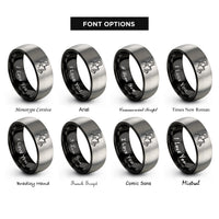 font options for inside engraving on black & grey saxophonist rings