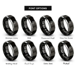 font options for inside engraving on black & gray saxophonist rings