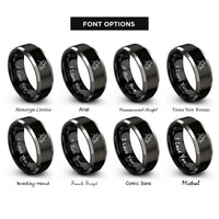 font options for inside engraving on black & gray saxophonist rings