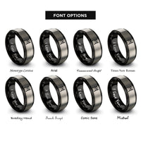 font options for inside engraving on black & gray scaffold rings
