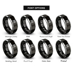 font options for inside engraving on black & grey scaffold rings