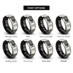 font options for inside engraving on black & silver scaffold rings