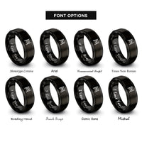 font options for inside engraving on black scaffold rings