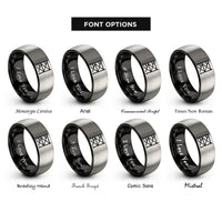 font options for inside engraving on black & silver scaffolding rings
