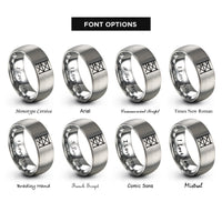 font options for inside engraving on grey scaffolding rings