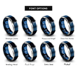font options for inside engraving on blue & gray scale bar compass rings