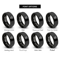 font options for inside engraving on black scale bar mini rings
