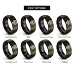 font options for inside engraving on gunmetal & black scale bar mini rings