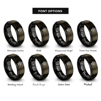 font options for inside engraving on gunmetal & black scale bar mini rings