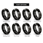 font options for inside engraving on black & silver scales handshake rings