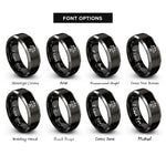 font options for inside engraving on black & silver scales of justice rings