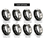 font options for inside engraving on black & grey scales of justice rings