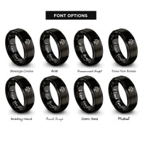 font options for inside engraving on black scales of justice rings