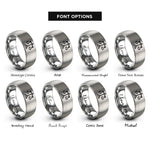 font options for inside engraving on grey scales of justice rings