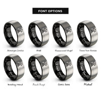 font options for inside engraving on black & silver scales over capitol rings