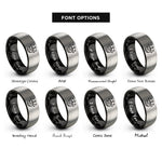 font options for inside engraving on black & silver scales over globe rings
