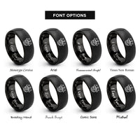 font options for inside engraving on black scales over globe rings