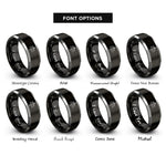 font options for inside engraving on black & gray scales sword crossed rings