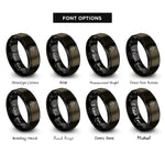 font options for inside engraving on gunmetal & black scales sword crossed rings