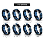 font options for inside engraving on blue & gray scallop shell rings