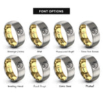 font options for inside engraving on gold & grey scallop shell rings