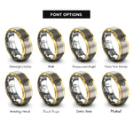 font options for inside engraving on gold & gray scallop shell rings
