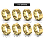font options for inside engraving on gold scallop shell rings