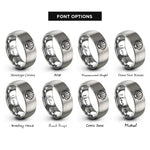 font options for inside engraving on gray scallop shell rings