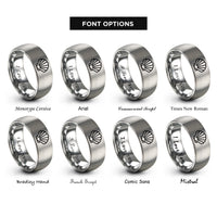 font options for inside engraving on gray scallop shell rings