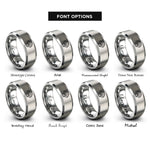 font options for inside engraving on silver scallop shell rings