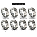 font options for inside engraving on silver scallop shell rings