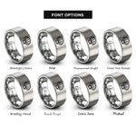 font options for inside engraving on gray scallop shell rings